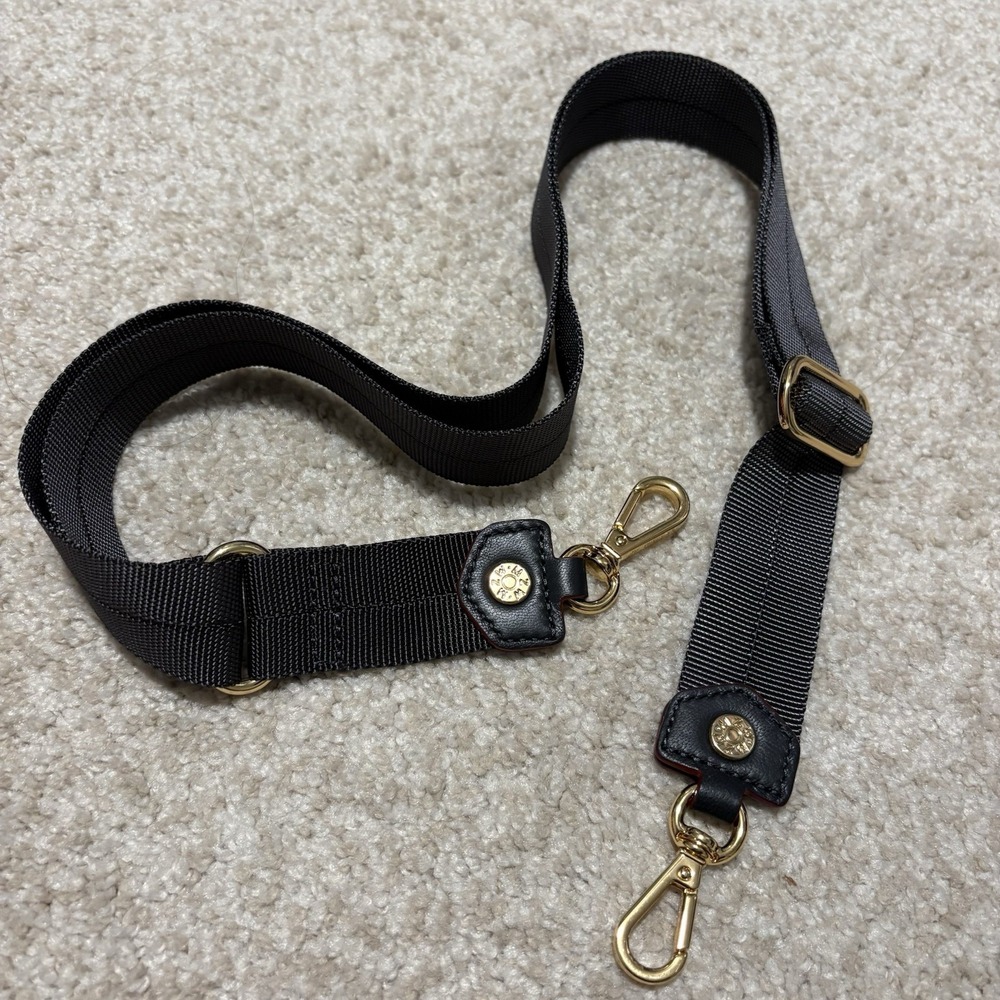 MZ Wallace Dark Grey Red Nylon Replacement Strap W/ Goldtone Push Gate Hook